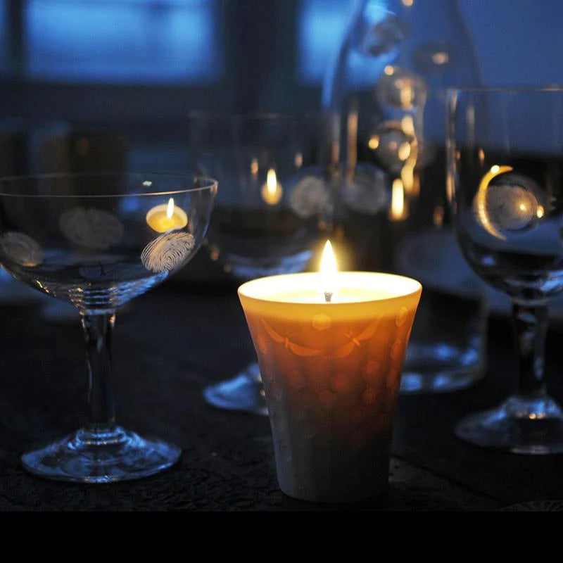 Beeswax Candle and Porcelain Tea Light Holder